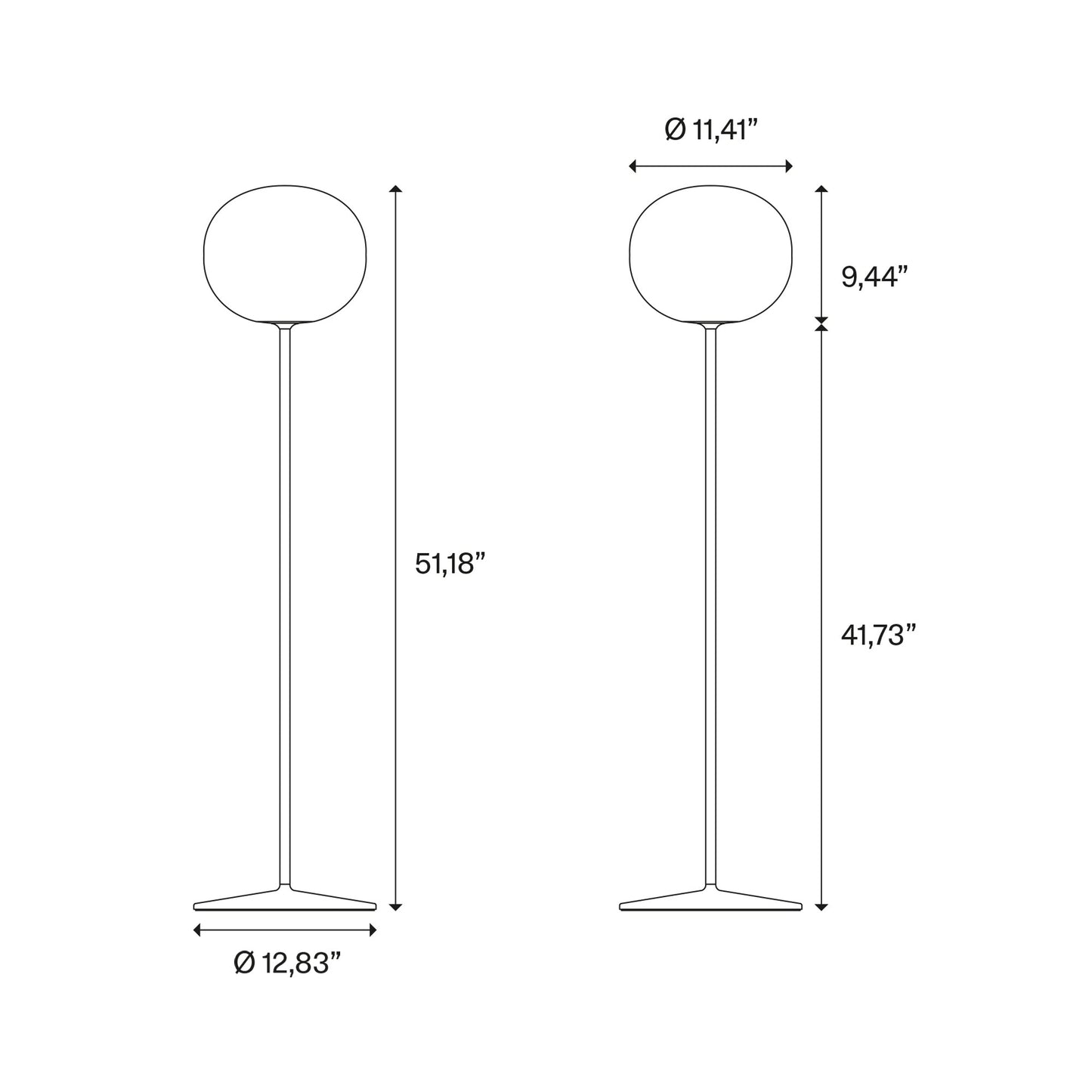 Volum Floor Lamp - line drawing.