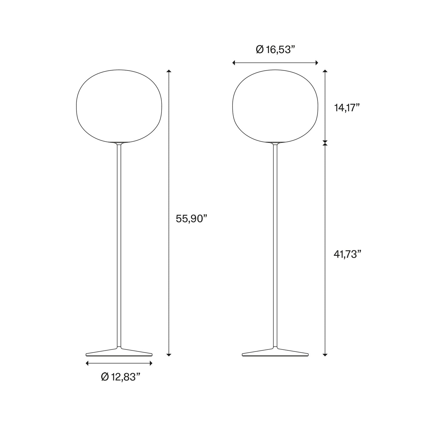 Volum Floor Lamp - line drawing.