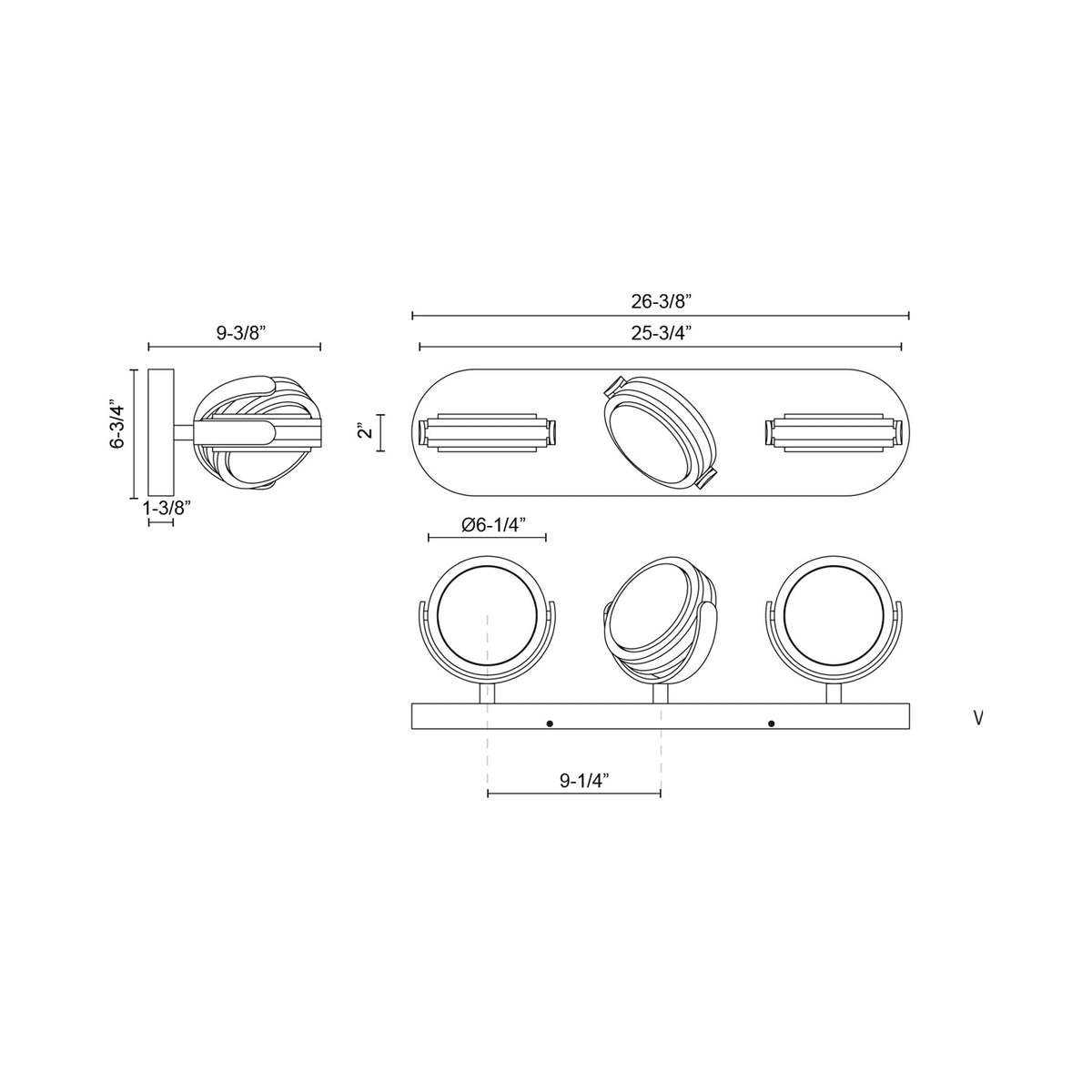 Blanco LED Wall Light - line drawing.