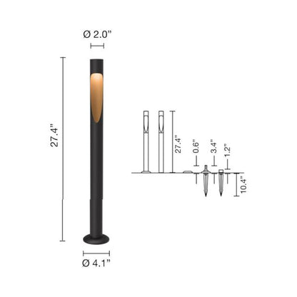 Flindt Garden Tall Outdoor LED Bollard - line drawing.