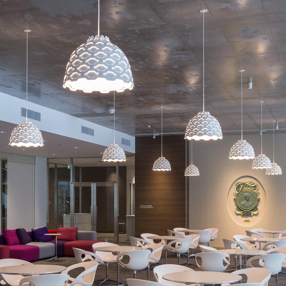 LC Shutters Pendant Light in restaurant.