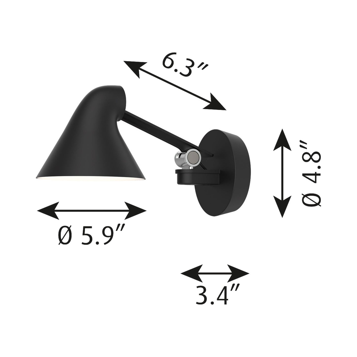 NJP LED Wall Light - line drawing.