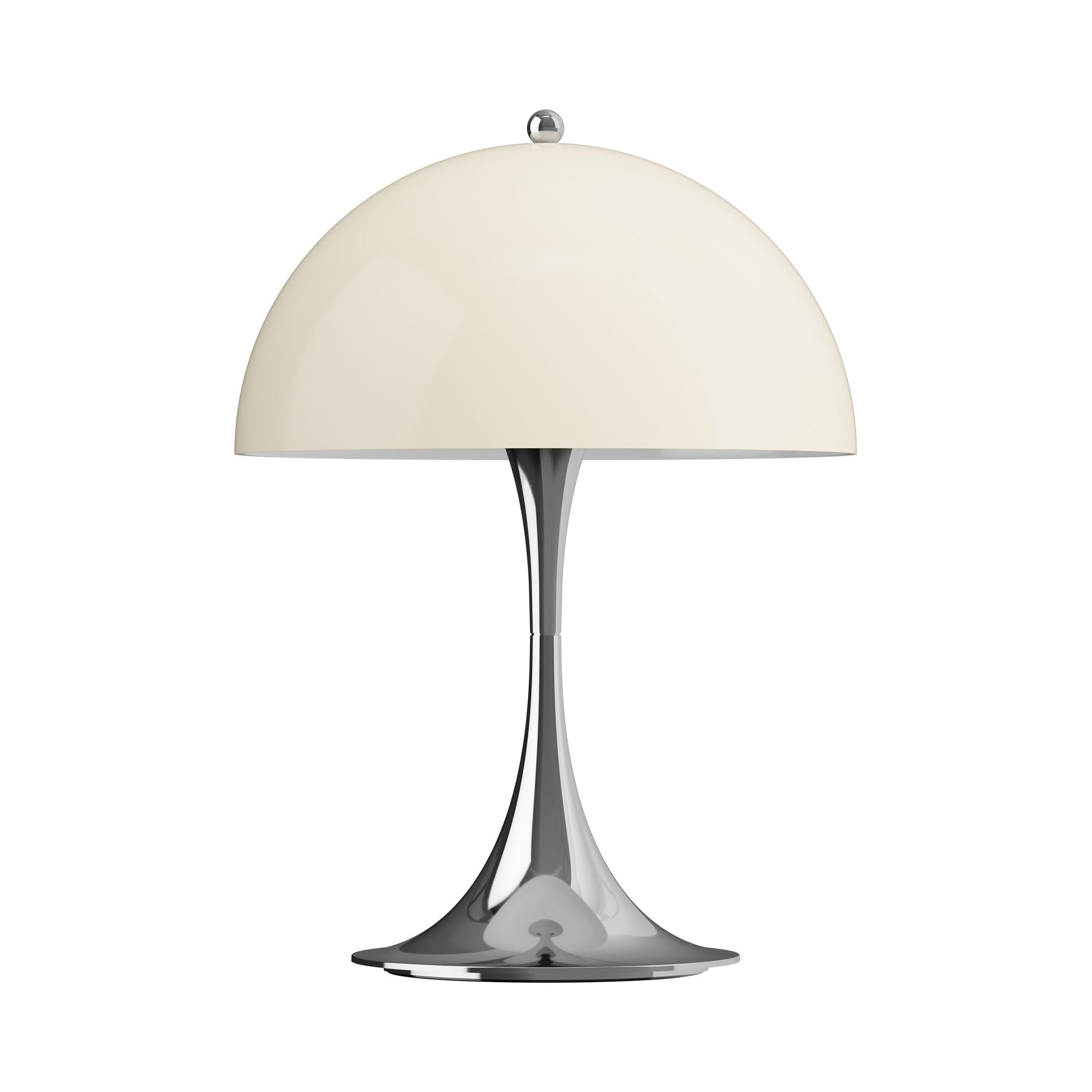 Panthella 250 LED Rechargeable Table Lamp in Chrome Opal Beige.