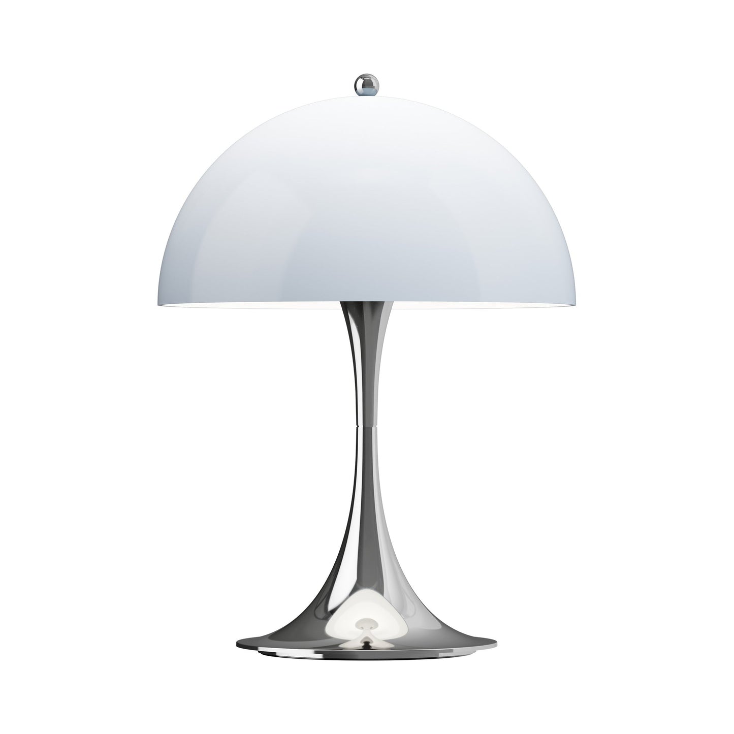 Panthella 250 LED Rechargeable Table Lamp in Chrome Opal Blue Grey.