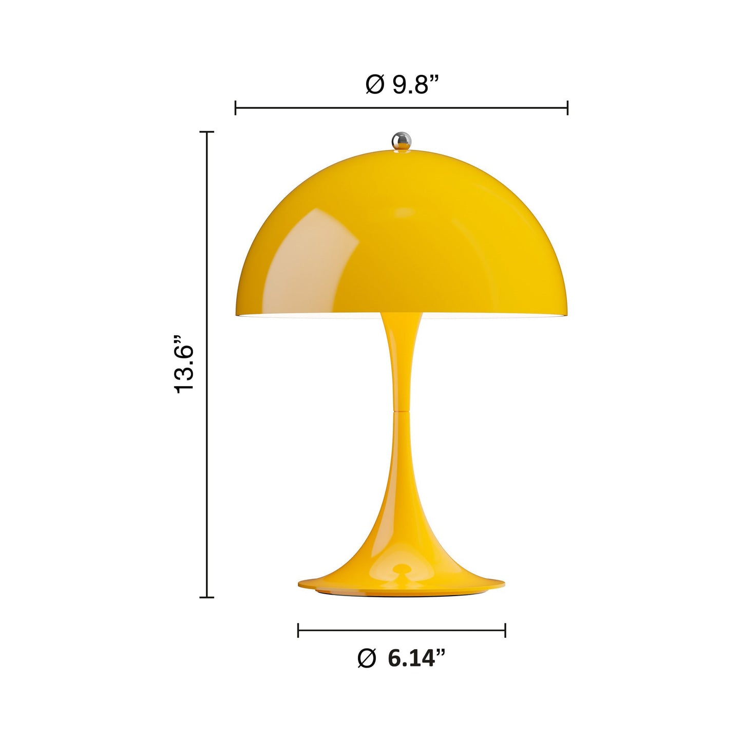 Panthella 250 LED Rechargeable Table Lamp - line drawing.