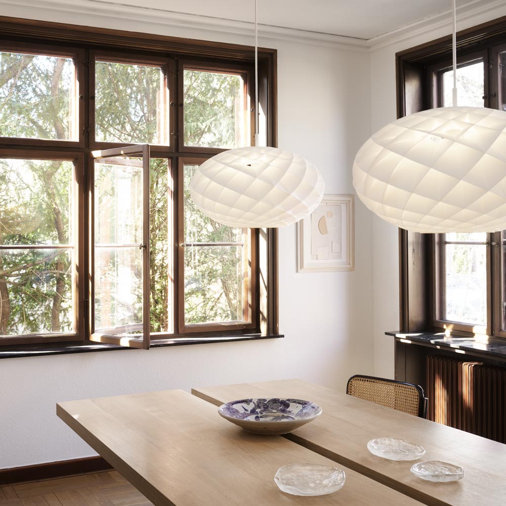 Patera Oval Pendant Light in dining room.