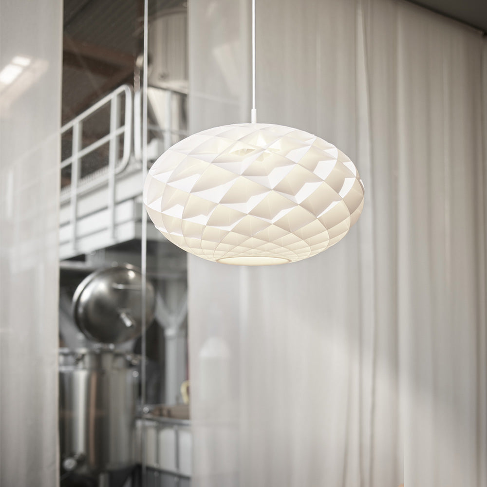 Patera Oval Pendant Light in living room.