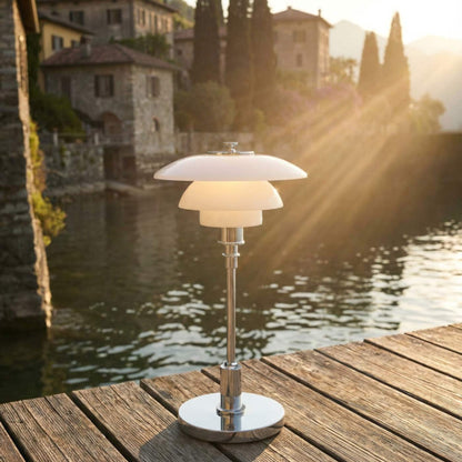 PH 1/1 LED Rechargeable Table Lamp in Outside Area.