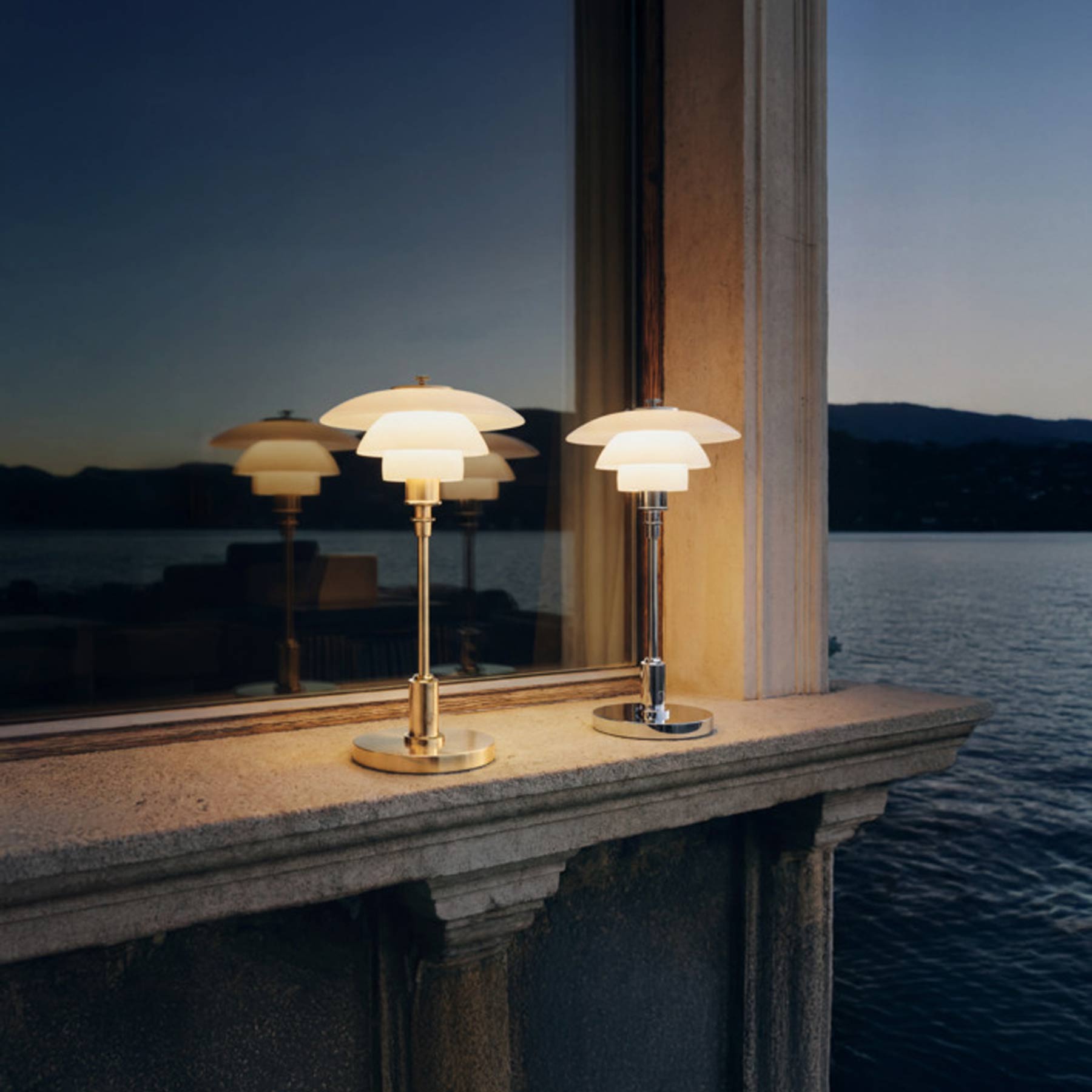 PH 1/1 LED Rechargeable Table Lamp in Outside Area.