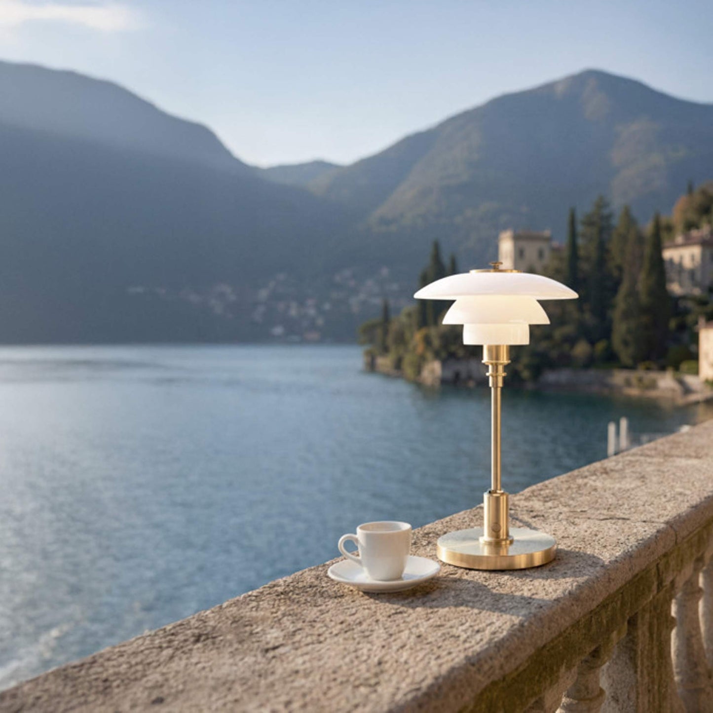PH 1/1 LED Rechargeable Table Lamp in Outside Area.