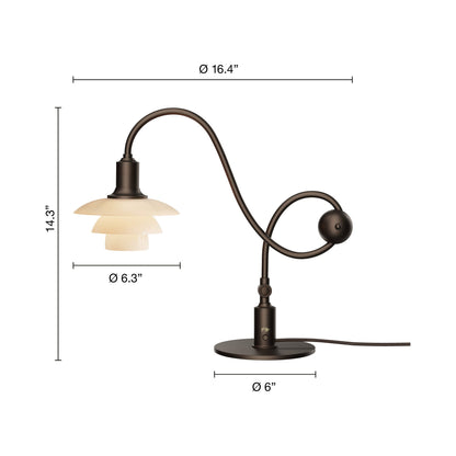 PH 1/1 Piano Table Lamp - line drawing.