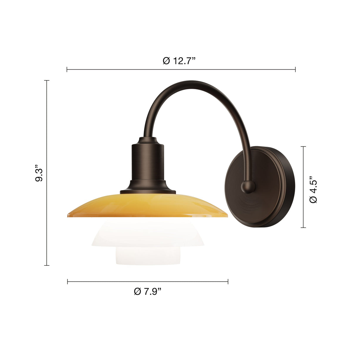 PH 2/2 Wall Light - line drawing.