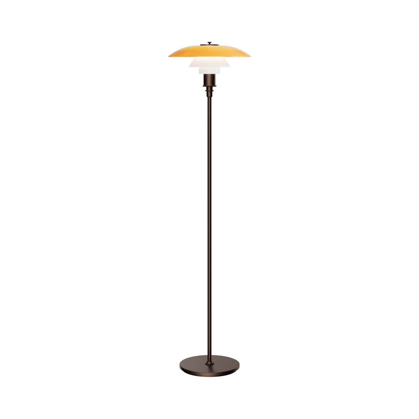 PH 3½-2½ Floor Lamp in Aged Brass/Amber/Opal White.