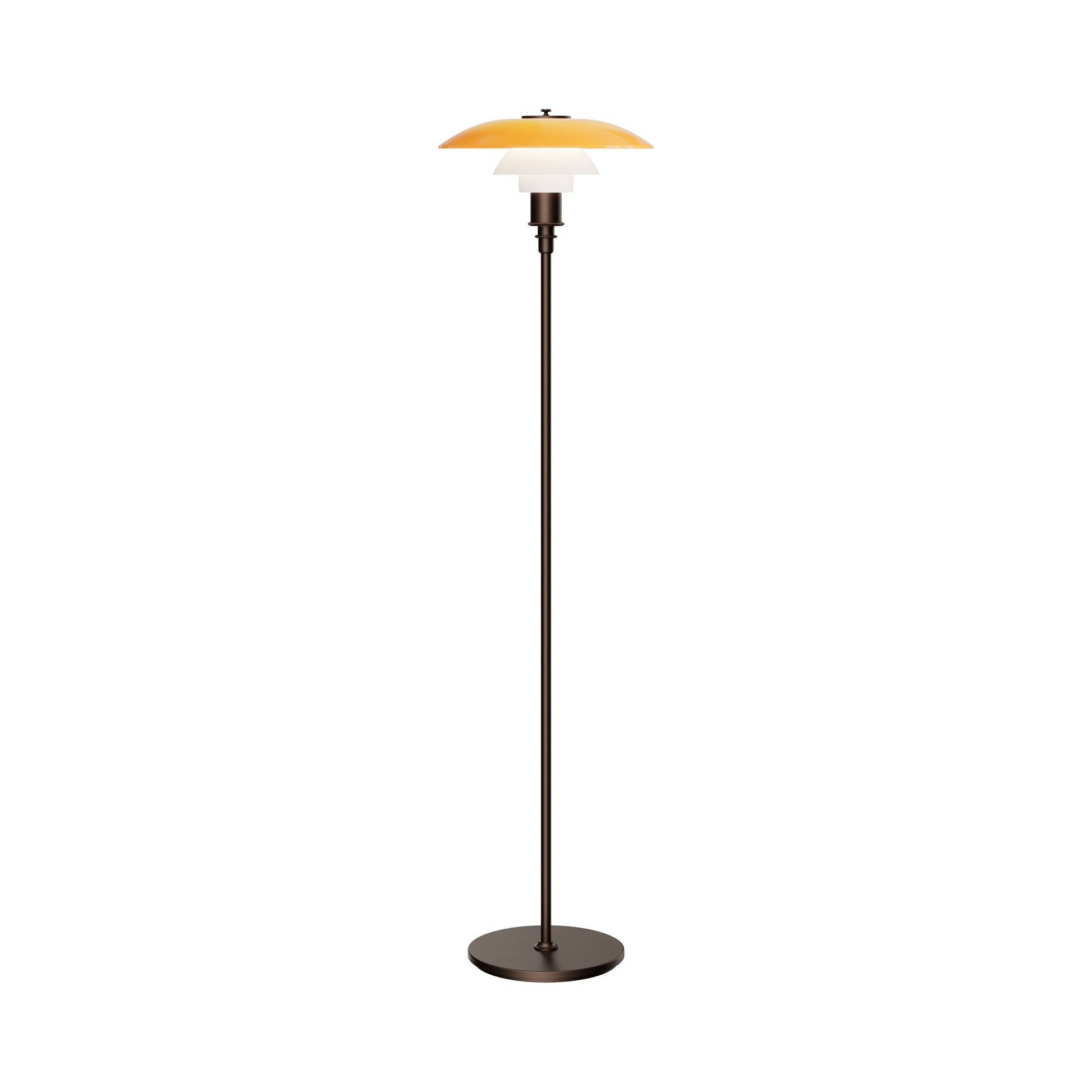 PH 3½-2½ Floor Lamp in Aged Brass/Amber/Opal White.