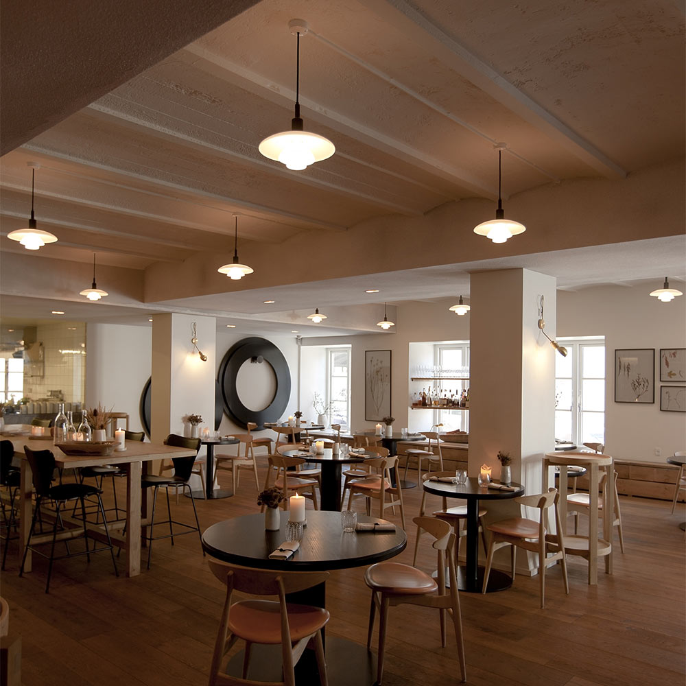 PH 3/2 Pendant Light in restaurant.