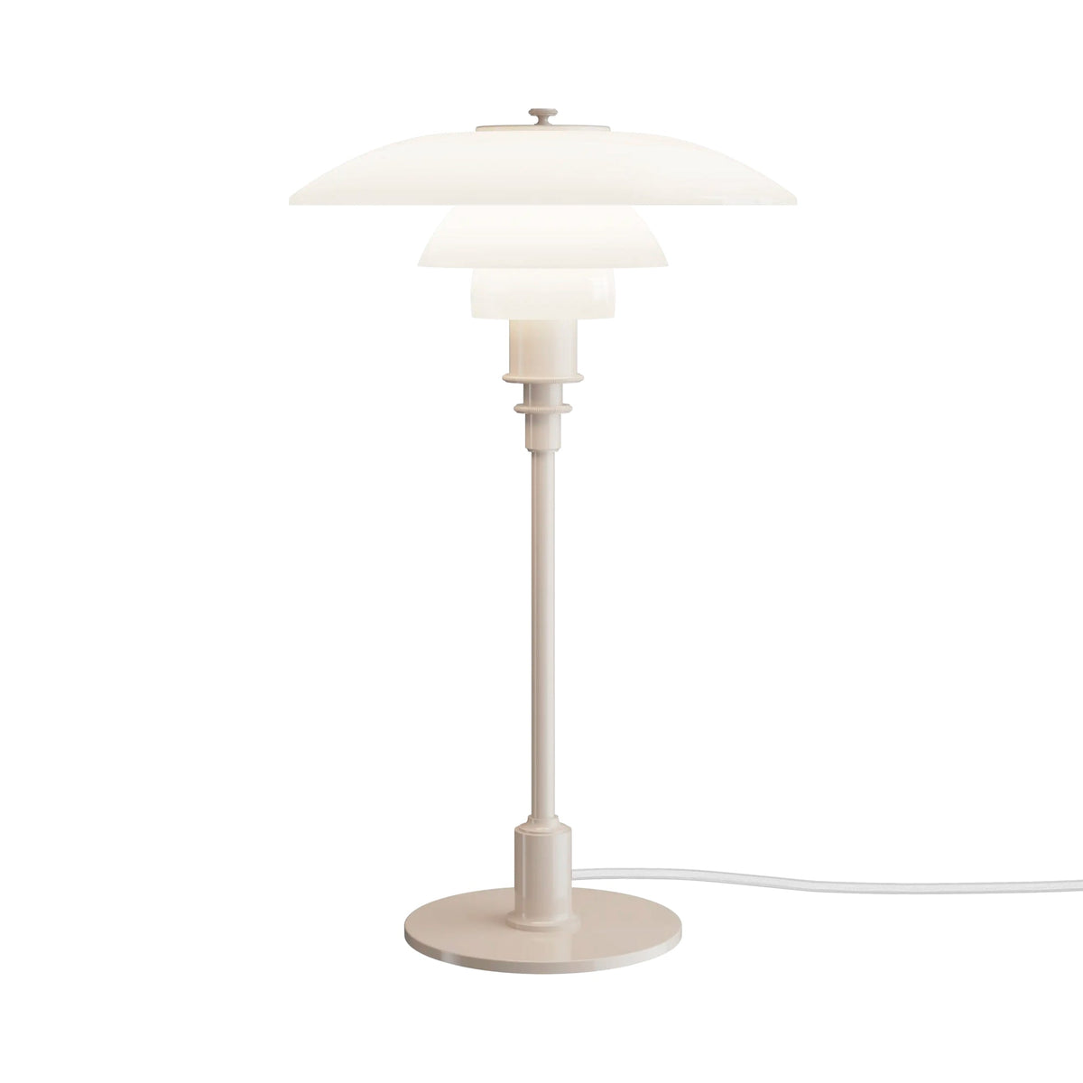 PH 3/2 Table Lamp in Glossy Beige/Opal White.