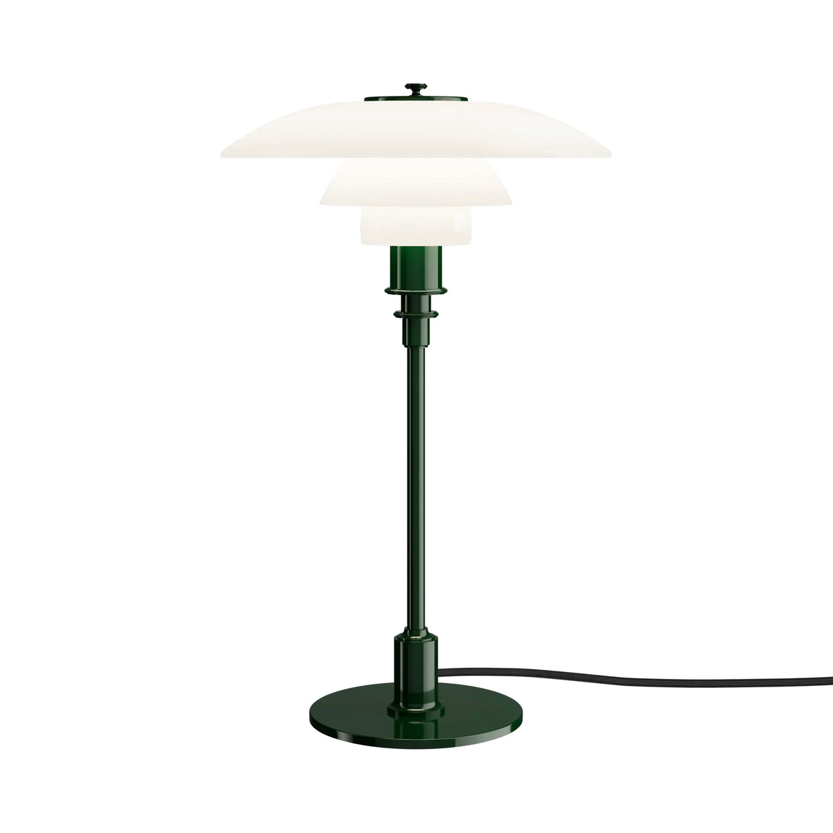 PH 3/2 Table Lamp in Glossy Deep Green/Opal White.