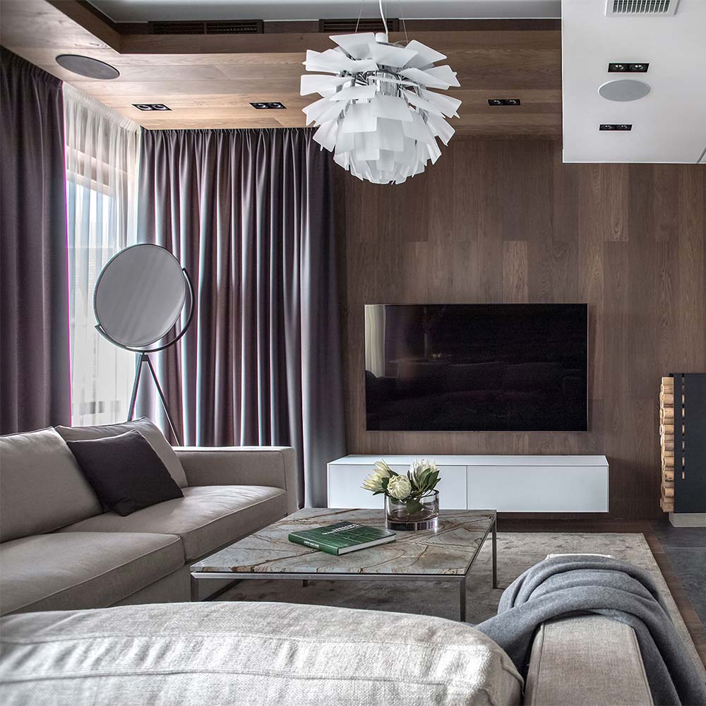 PH Artichoke Glass Pendant Light in living room.