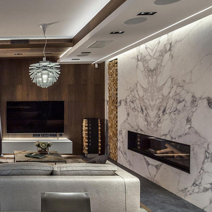 PH Artichoke Glass Pendant Light in living room.