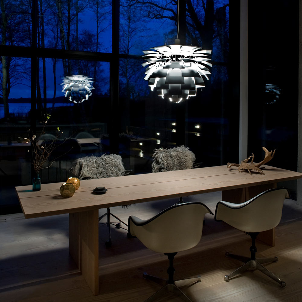 PH Artichoke Pendant Light in dining room.