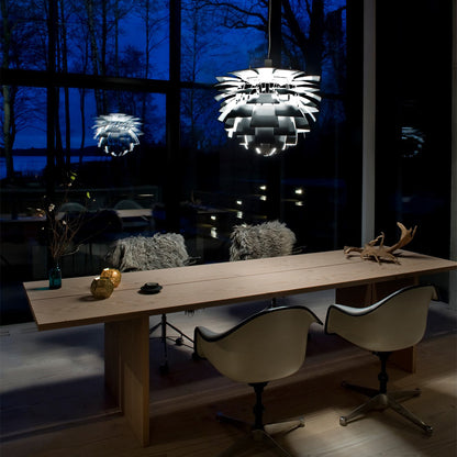 PH Artichoke Pendant Light in dining room.