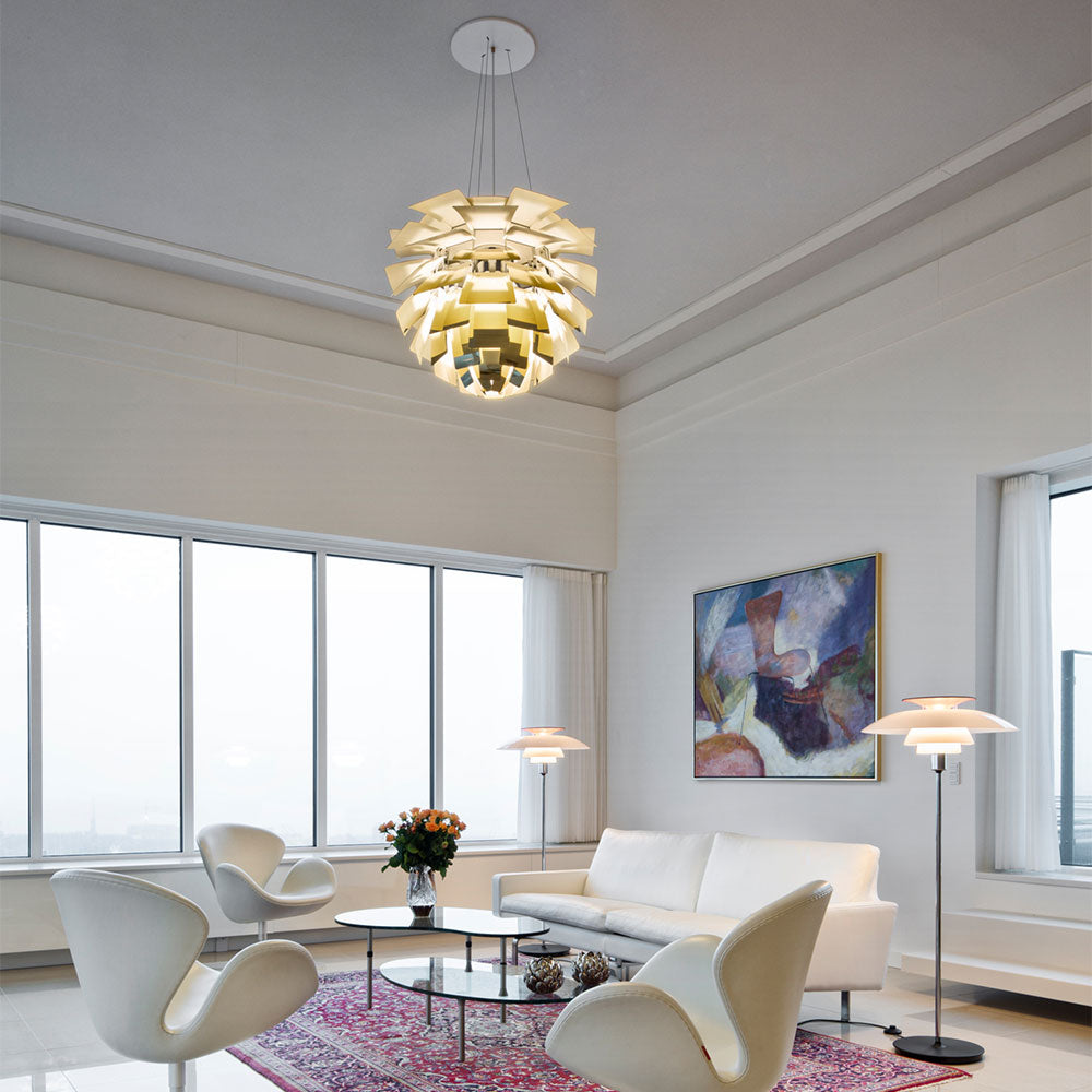 PH Artichoke Pendant Light in living room.