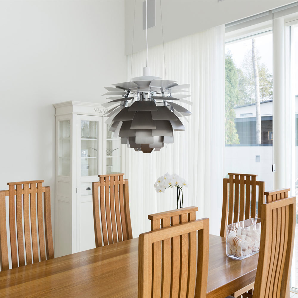 PH Artichoke Pendant Light in dining room.