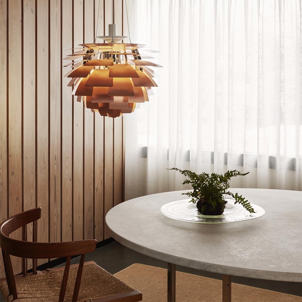 PH Artichoke Pendant Light in dining room.