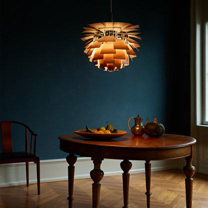 PH Artichoke Pendant Light in dining room.