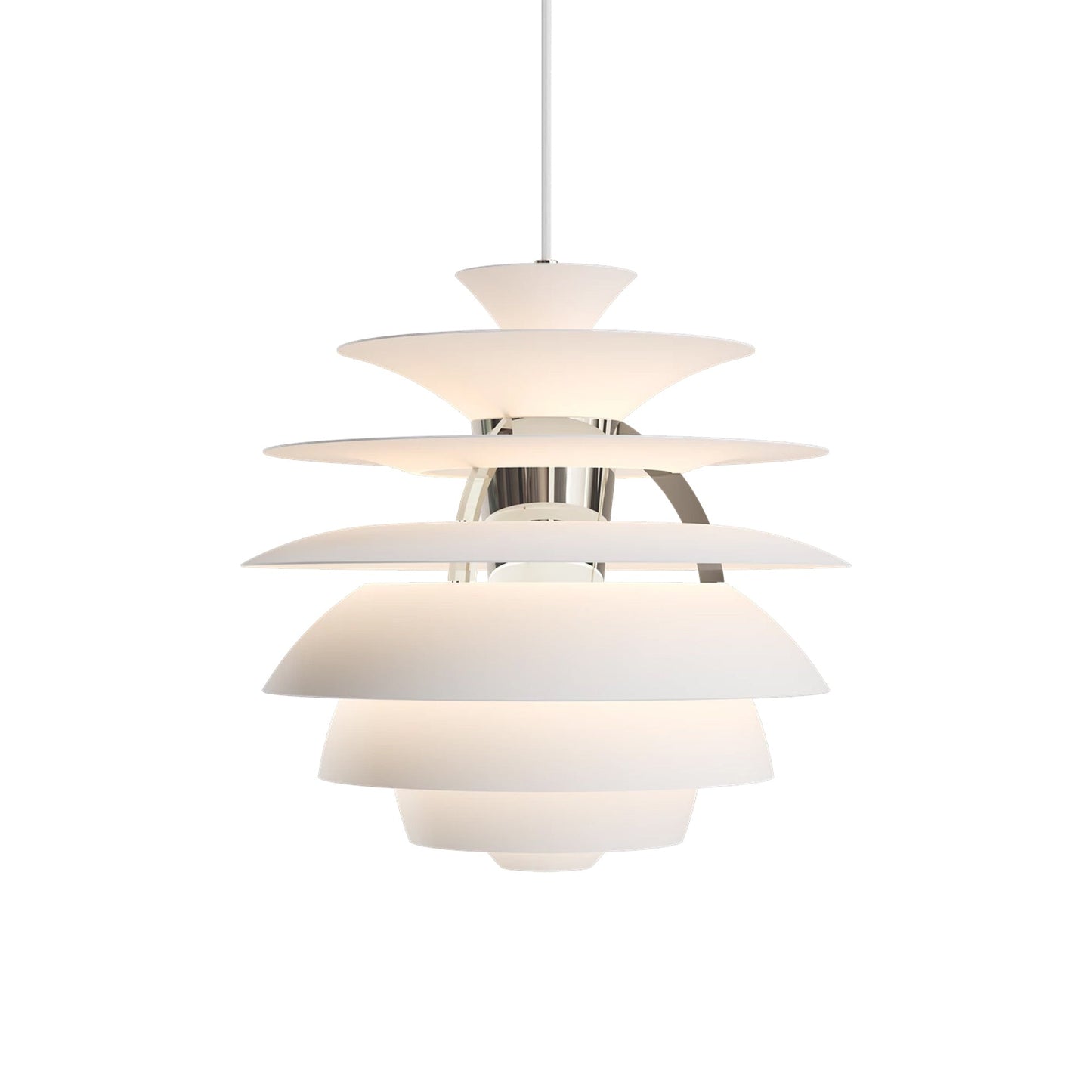PH Snowball Pendant Light in Soft White/Chrome.