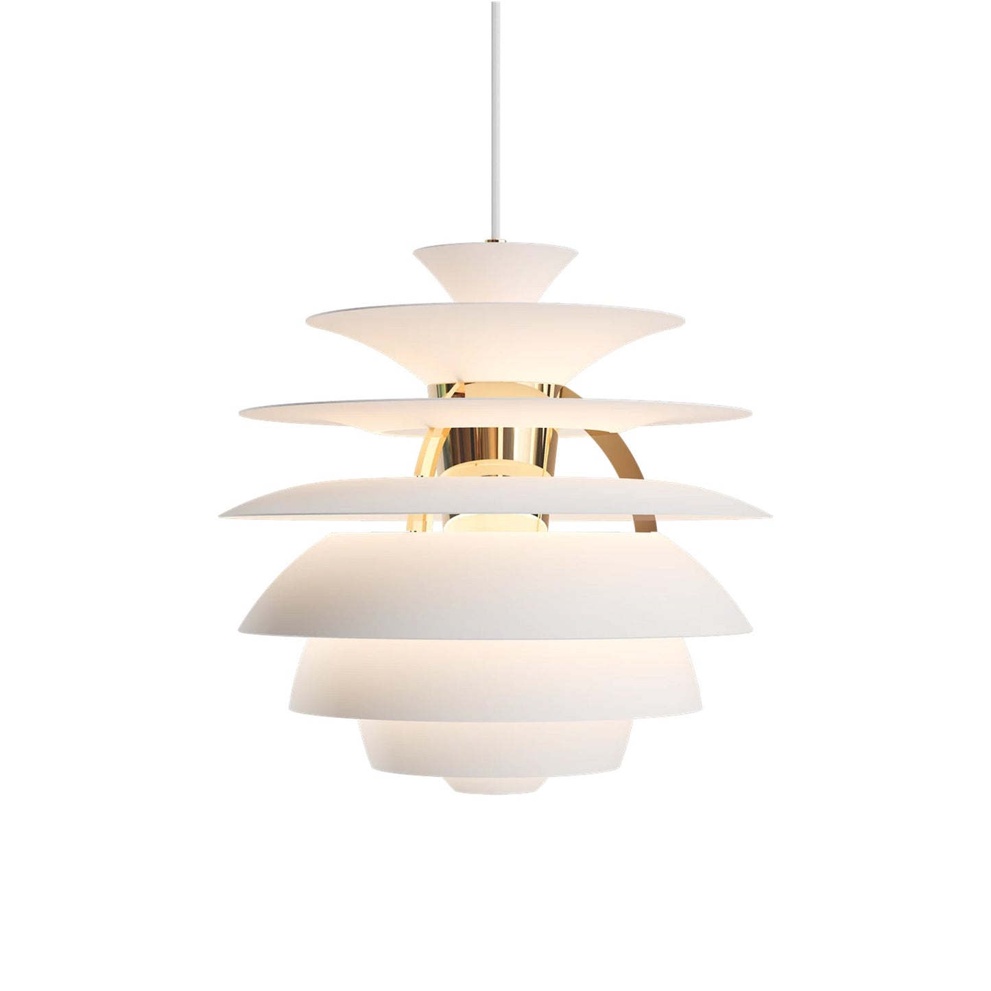 PH Snowball Pendant Light in Soft White/Brass.