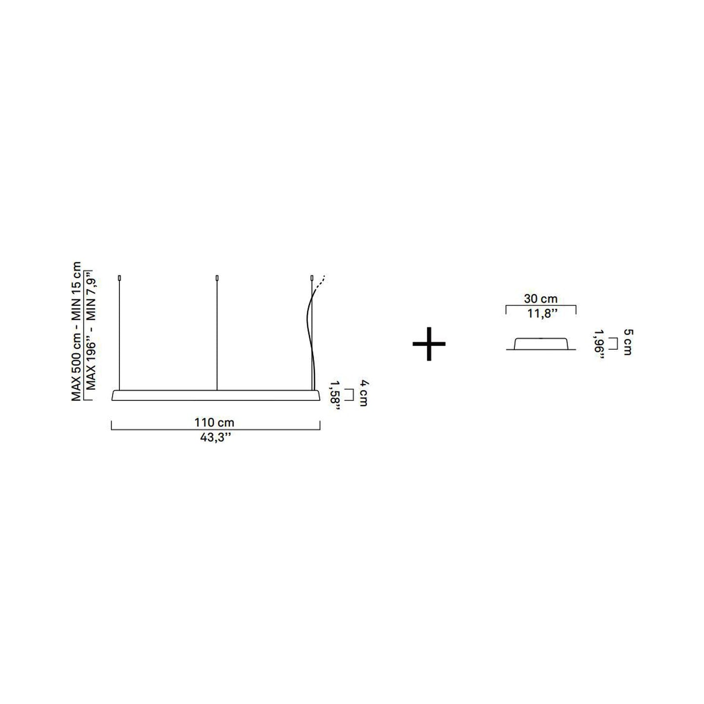 Compendium Circle LED Pendant Light - line drawing.
