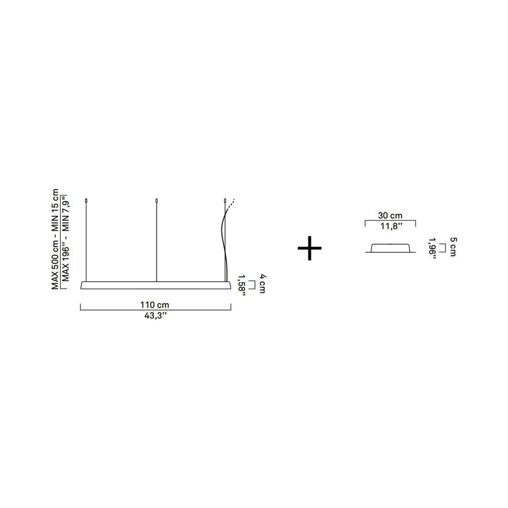 Compendium Circle LED Pendant Light - line drawing.