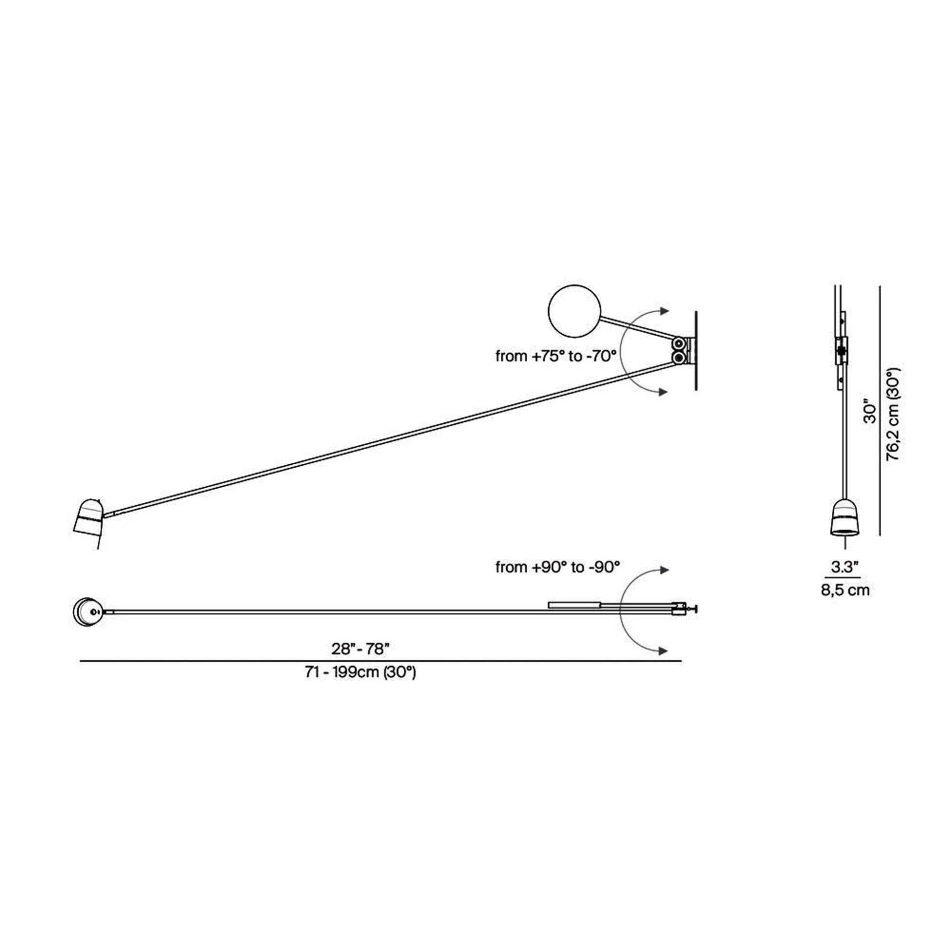 Counterbalance LED Wall Light - line drawing.