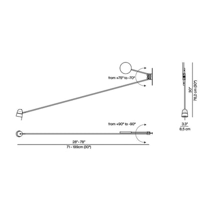Counterbalance LED Wall Light - line drawing.