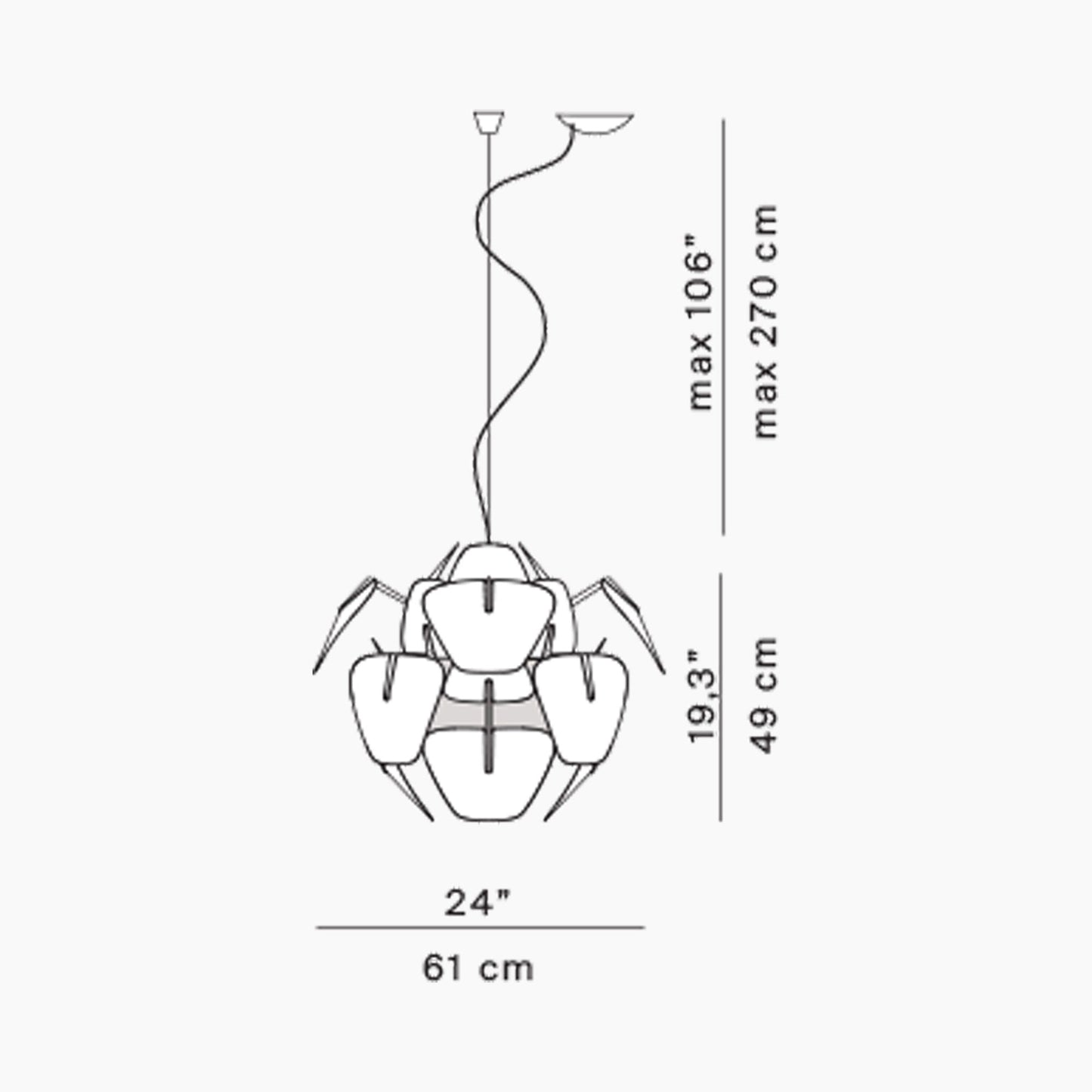 Hope Pendant Light - line drawing.