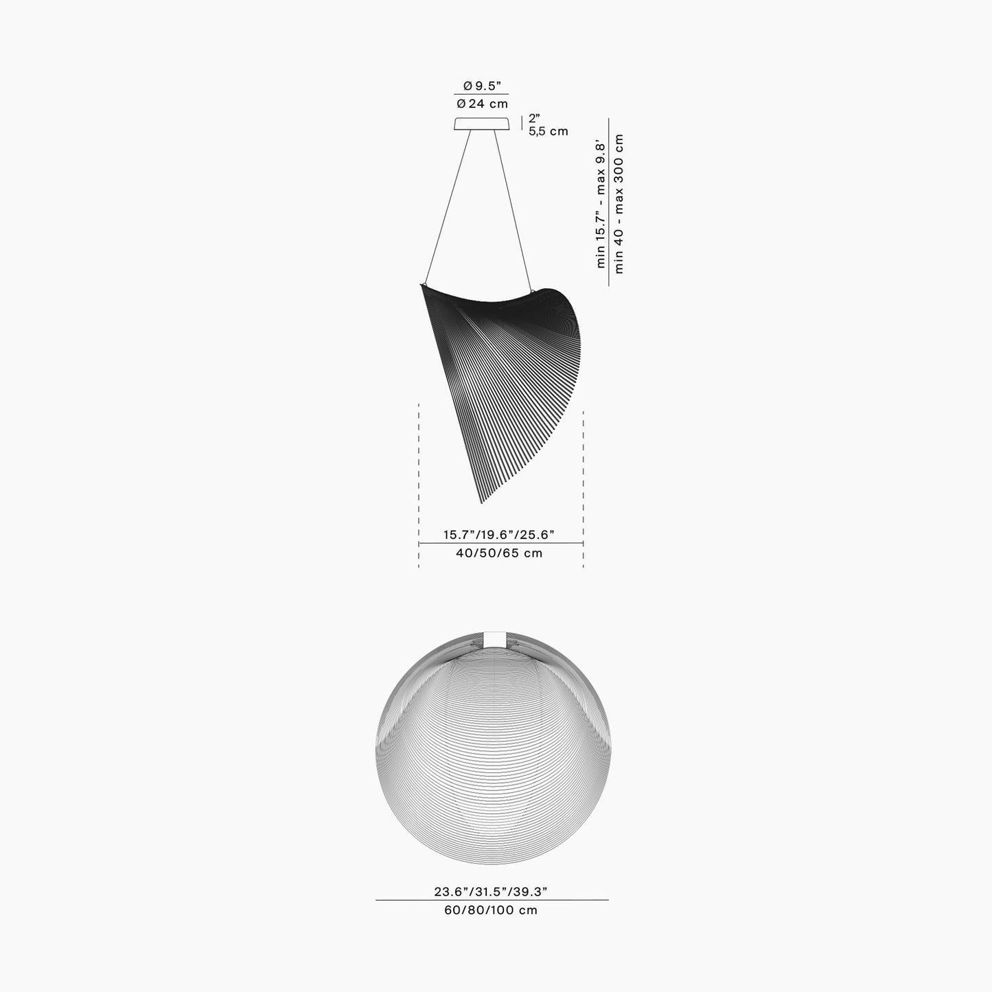 Illan Pendant Light - line drawing.