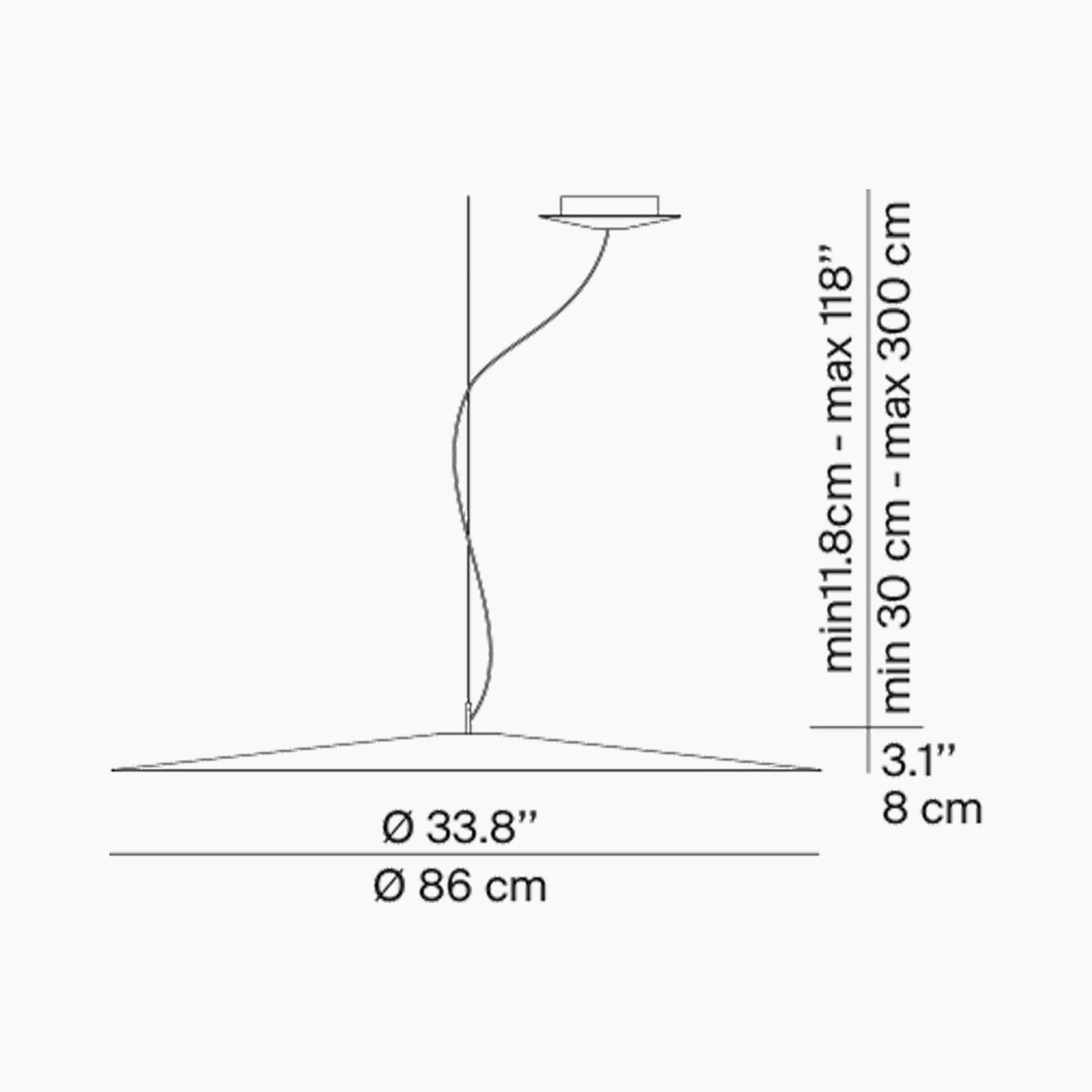 Koinè Acoustic LED Pendant Light - line drawing.