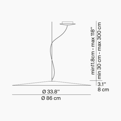 Koinè Acoustic LED Pendant Light - line drawing.