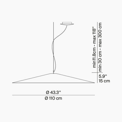 Koinè Acoustic LED Pendant Light - line drawing.