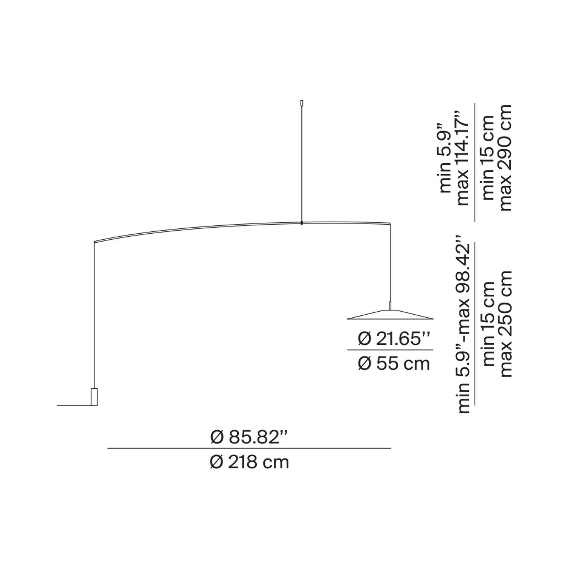 Koine LED Floor Lamp - line drawing.
