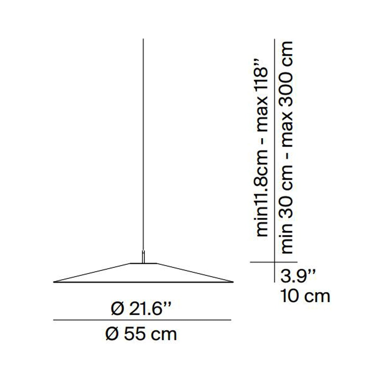 Koinè LED Pendant Light - line drawing.