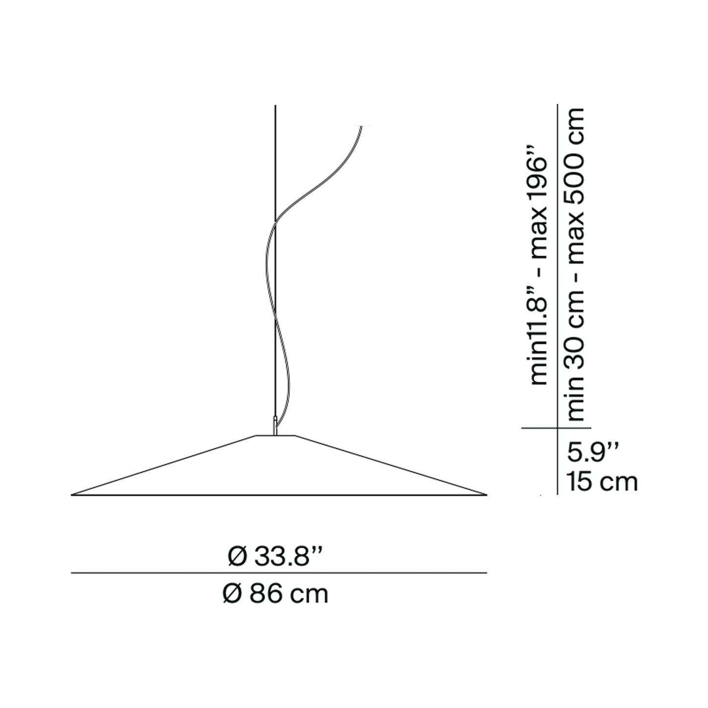 Koinè LED Pendant Light - line drawing.