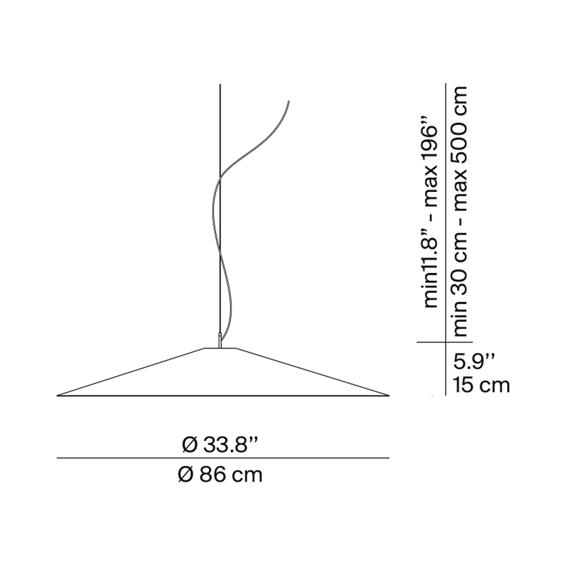 Koinè LED Pendant Light - line drawing.