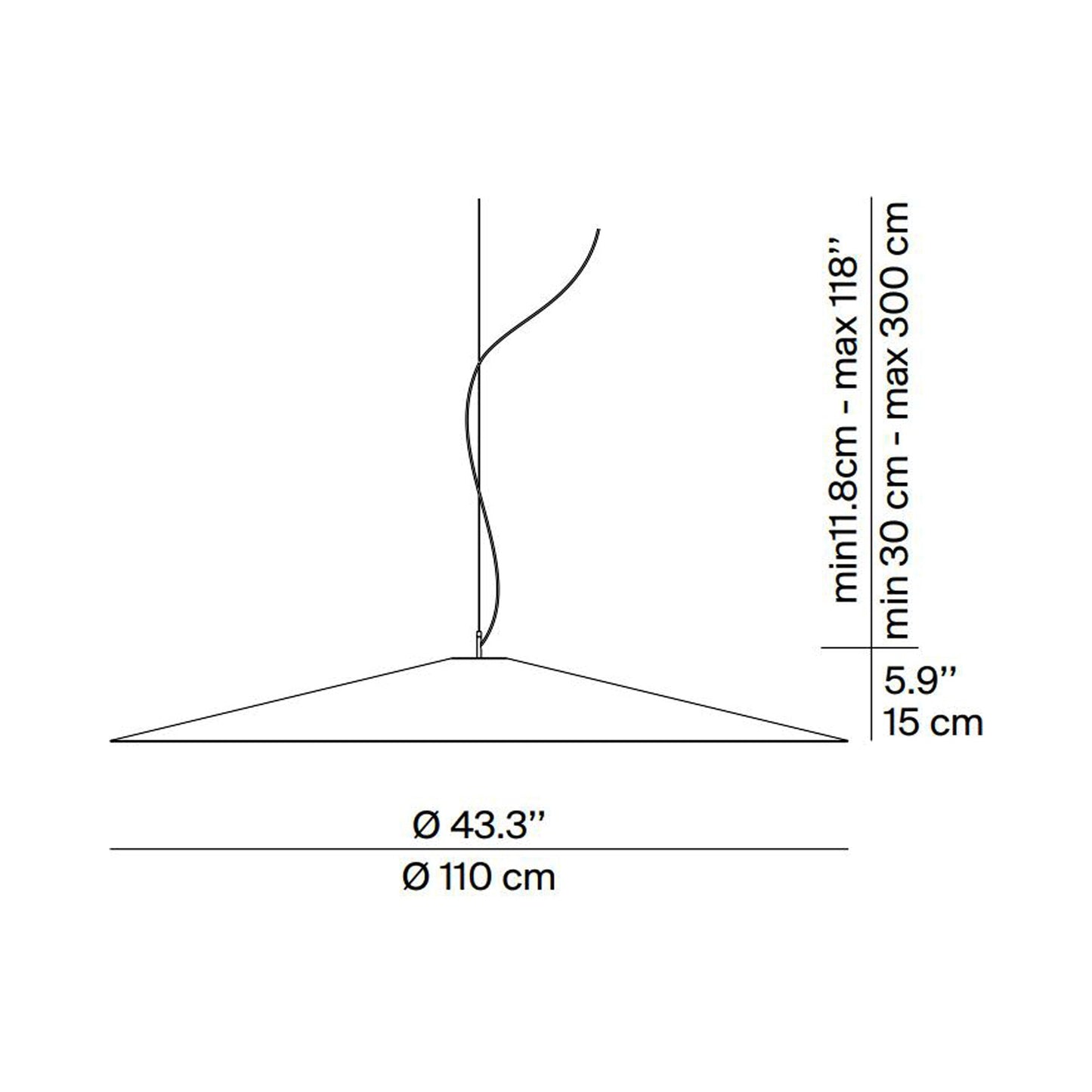 Koinè LED Pendant Light - line drawing.