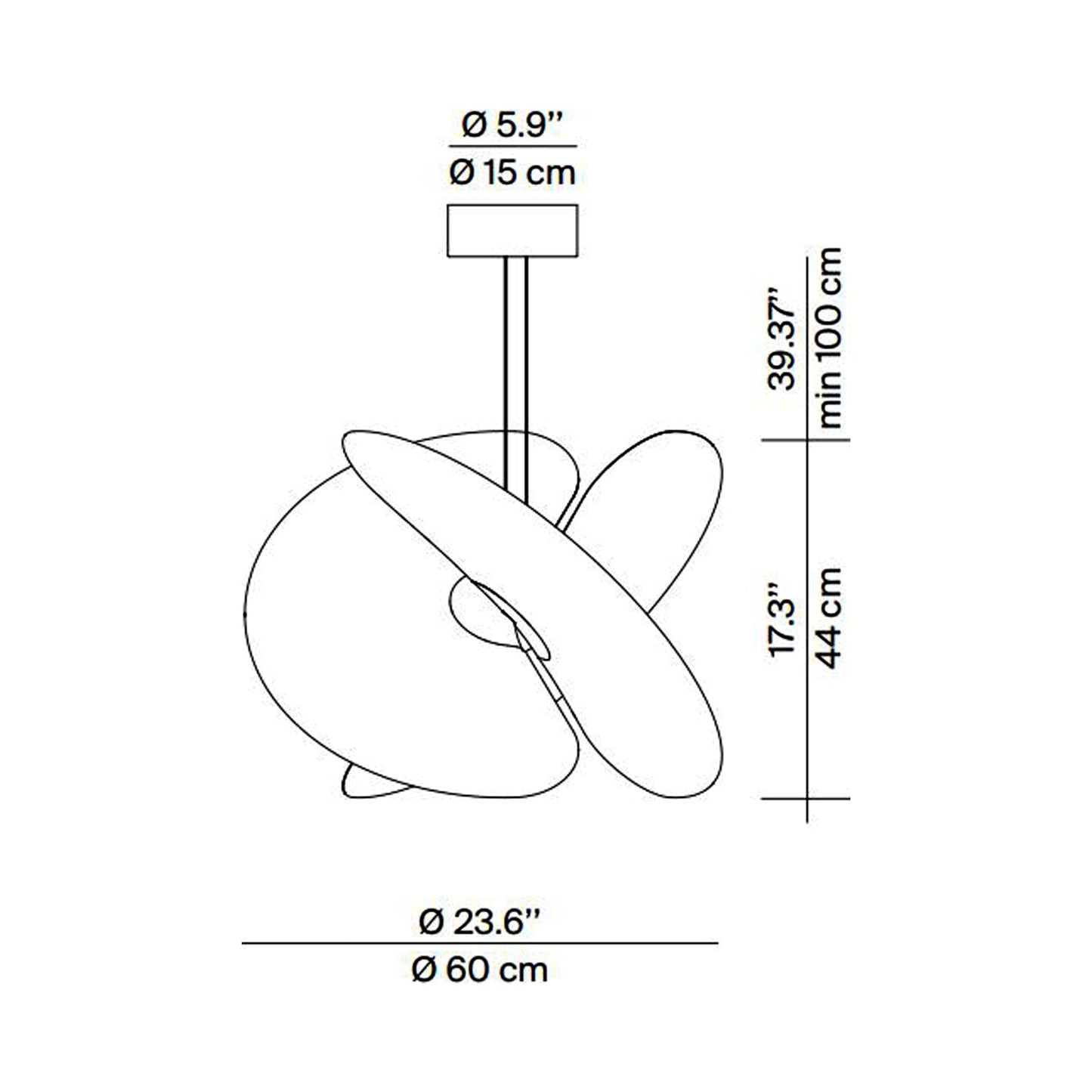 Levante LED Pendant Light - line drawing.