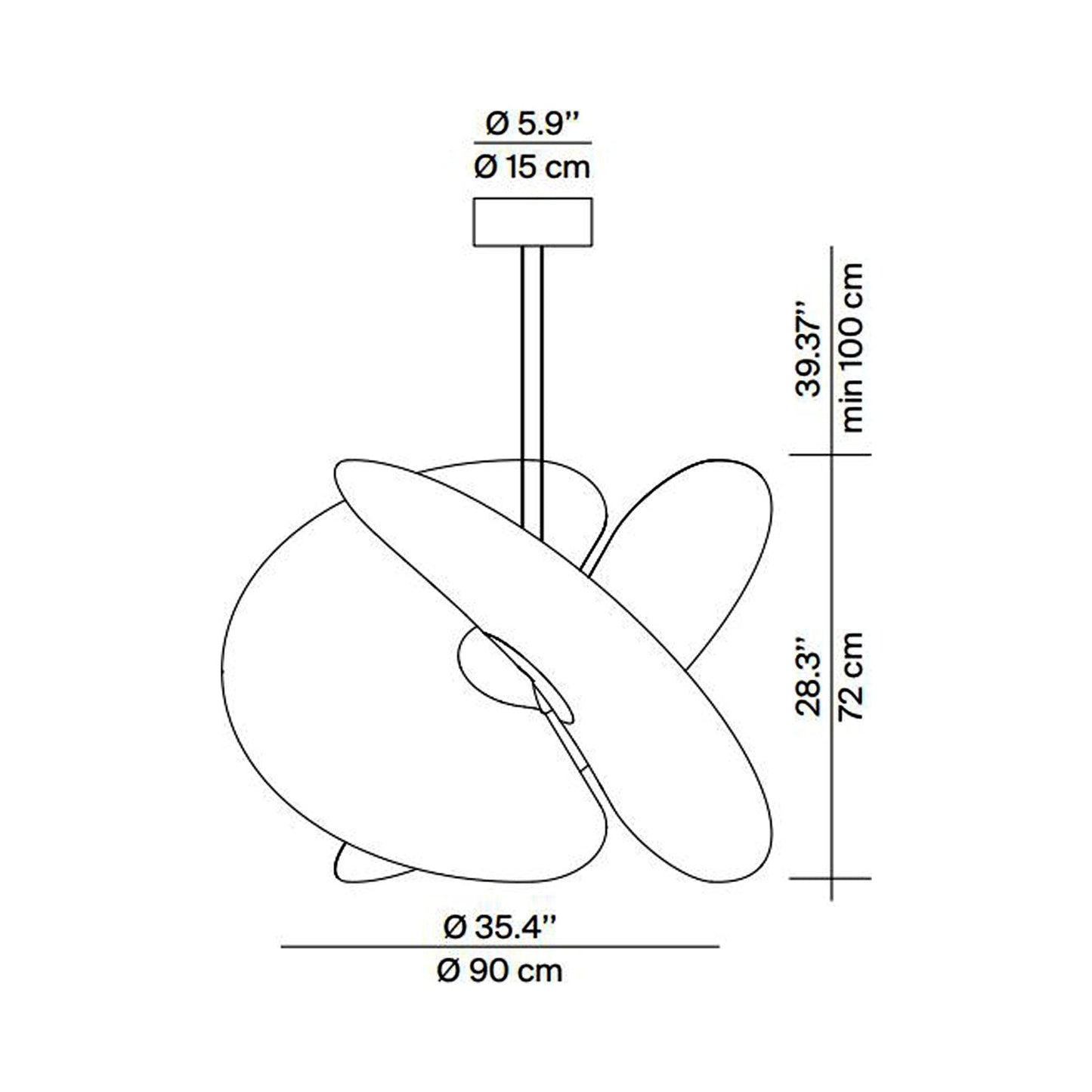 Levante LED Pendant Light - line drawing.