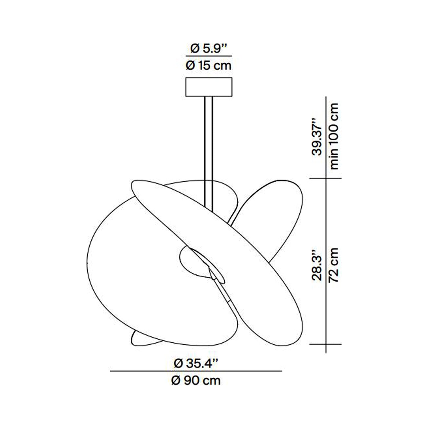 Levante LED Pendant Light - line drawing.