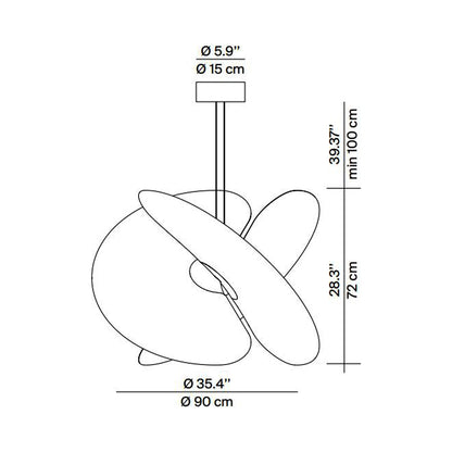 Levante LED Pendant Light - line drawing.