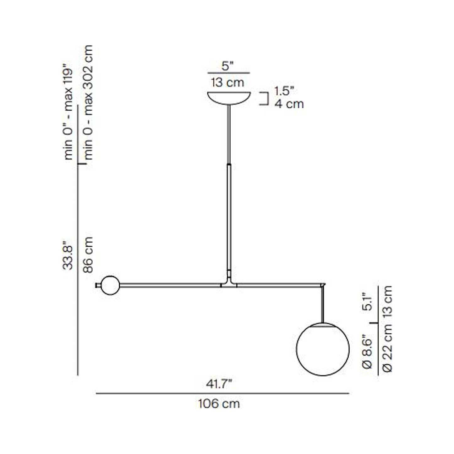 Malamata Pendant Light - line drawing.